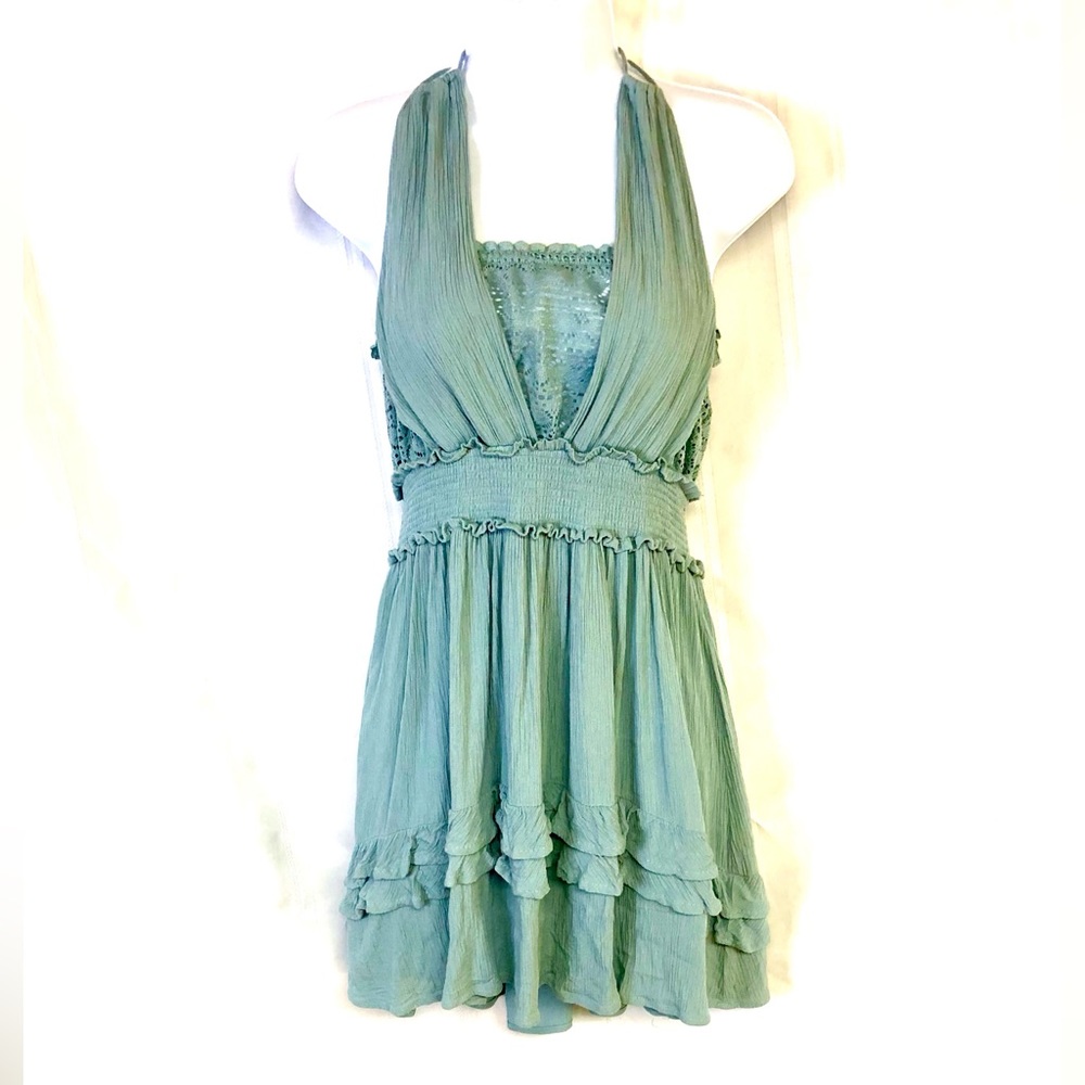 Forever 21 Dusty Blue Halter Dress L